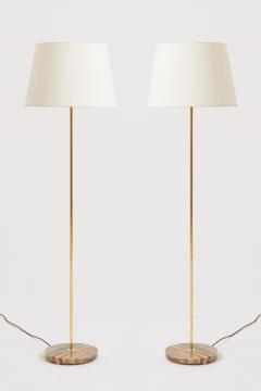 Pair of Brass and Onyx Floor Lamps - 3492425