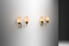 Pair of Brass and Opal Wall Lamps Denmark ca 1950s - 4647013