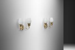 Pair of Brass and Opal Wall Lamps Denmark ca 1950s - 4647052