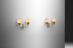 Pair of Brass and Opal Wall Lamps Denmark ca 1950s - 4647053