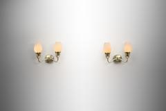 Pair of Brass and Opal Wall Lamps Denmark ca 1950s - 4647055