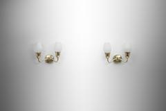 Pair of Brass and Opal Wall Lamps Denmark ca 1950s - 4647056