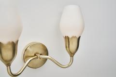 Pair of Brass and Opal Wall Lamps Denmark ca 1950s - 4683638