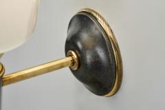 Pair of Brass and Opaline Glass Wall Lamps France 1950s - 4374120