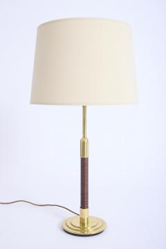 Pair of Brass and Rattan Table Lamps - 4739391