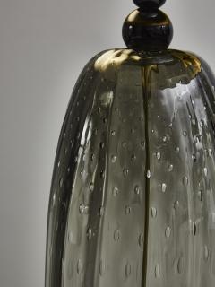 Pair of Brass and Smoked Murano glass Table Lamps - 1933651