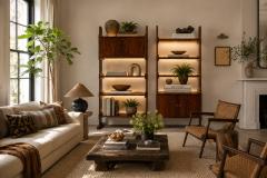 Pair of Brazilian Modern Adjustable Bookshelves with Cabinets in Rosewood - 4621581