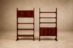 Pair of Brazilian Modern Adjustable Bookshelves with Cabinets in Rosewood - 4621582