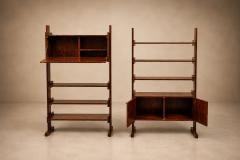 Pair of Brazilian Modern Adjustable Bookshelves with Cabinets in Rosewood - 4621583