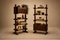 Pair of Brazilian Modern Adjustable Bookshelves with Cabinets in Rosewood - 4621585