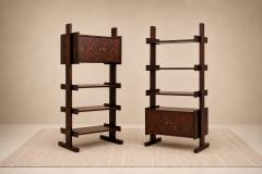 Pair of Brazilian Modern Adjustable Bookshelves with Cabinets in Rosewood - 4621586