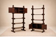 Pair of Brazilian Modern Adjustable Bookshelves with Cabinets in Rosewood - 4621587