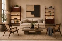 Pair of Brazilian Modern Adjustable Bookshelves with Cabinets in Rosewood - 4621590