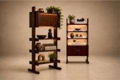 Pair of Brazilian Modern Adjustable Bookshelves with Cabinets in Rosewood - 4621591