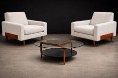 Pair of Brazilian Modern Armchairs in Caviuna Light Gray Sherpa - 4524983