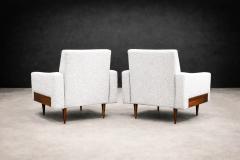 Pair of Brazilian Modern Armchairs in Caviuna Light Gray Sherpa - 4524994