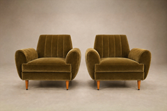 Pair of Brazilian Modern Armchairs in Pau Marfim and Olive Mohair Brazil 1960s - 4744147