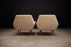 Pair of Brazilian Modern Cavi na Wood Lounge Chairs Brazil 1950s - 4526737