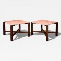 Pair of Brazilian Rosewood Pink Granite Side Tables Brazil 1960s Lot 675A - 4627615