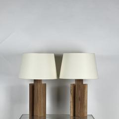 Pair of Brazilian Tigerwood Lamps with Custom Paper Shades - 4022333