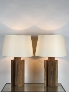 Pair of Brazilian Tigerwood Lamps with Custom Paper Shades - 4022335