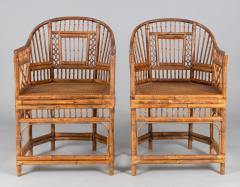 Pair of Brighton Pavilion Style Bamboo Armchairs - 2243296