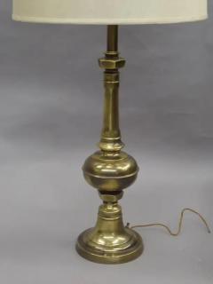 Pair of British Mid Century Modern Neoclassical Brass Baluster Table Lamps - 4105489