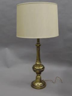 Pair of British Mid Century Modern Neoclassical Brass Baluster Table Lamps - 4105491