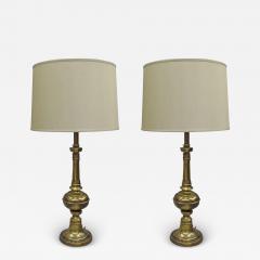 Pair of British Mid Century Modern Neoclassical Brass Baluster Table Lamps - 4106015