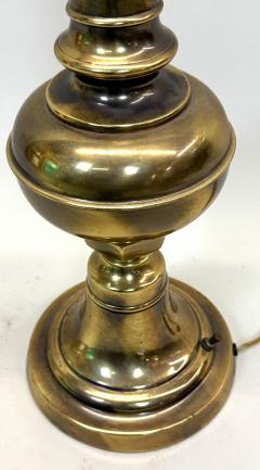 Pair of British Mid Century Modern Neoclassical Brass Baluster Table Lamps - 4523487