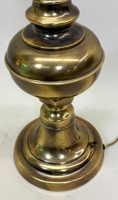 Pair of British Mid Century Modern Neoclassical Brass Baluster Table Lamps - 4523505
