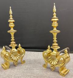Pair of Bronze Andirons Large and Impressive - 2971752