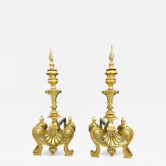 Pair of Bronze Andirons Large and Impressive - 2974265