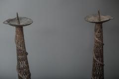 Pair of Bronze Fishnet Candlesticks - 351255