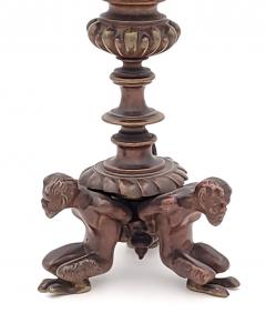 Pair of Bronze French Baroque Style Candlesticks with Satyrs 19th Century - 3086051