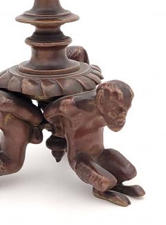 Pair of Bronze French Baroque Style Candlesticks with Satyrs 19th Century - 3086052