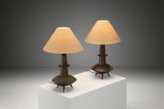 Pair of Bronze Sculptural Table Lamps France 1970s - 4338185
