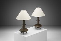 Pair of Bronze Sculptural Table Lamps France 1970s - 4338186