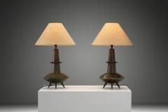 Pair of Bronze Sculptural Table Lamps France 1970s - 4338187