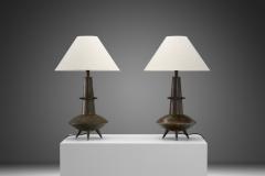 Pair of Bronze Sculptural Table Lamps France 1970s - 4338188