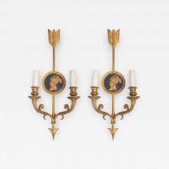 Pair of Bronze Two Light Neoclassical Wall Sconces - 1509733