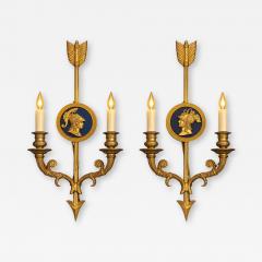 Pair of Bronze Two Light Neoclassical Wall Sconces - 4788225