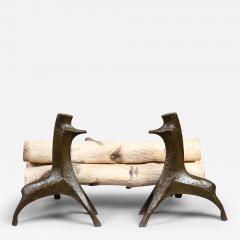 Pair of Bronze Zoomorphic Andirons France 1970s - 3144504