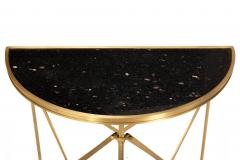 Pair of Bronze and Black Granite Demilune Console Tables Manner of Jansen - 4409607