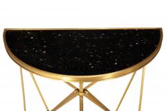 Pair of Bronze and Black Granite Demilune Console Tables Manner of Jansen - 4409608