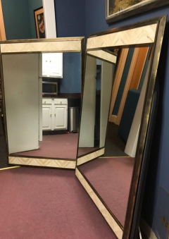 Pair of Bronze and Travertine Mirrors - 881049