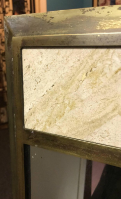 Pair of Bronze and Travertine Mirrors - 881051