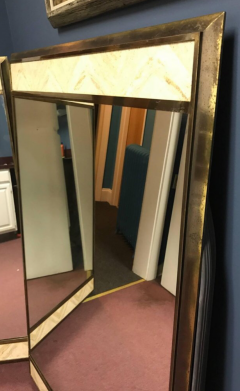 Pair of Bronze and Travertine Mirrors - 881054