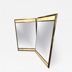 Pair of Bronze and Travertine Mirrors - 881376