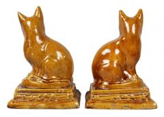 Pair of Brown Stoneware Cats - 4129792